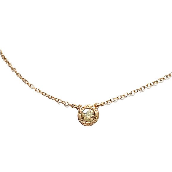 Coach Jewelry - Coach Round Crystal Necklace Pendant Gold Tone 18”